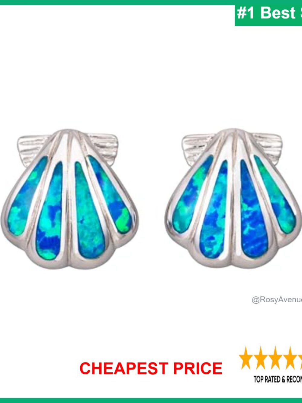 925 Sterling Silver Seashell Stud Earrings Koa Wood Larimar Opal Hypoallergenic